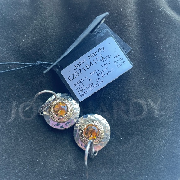 John Hardy Batu Palu 18kt & Silver Citrine Drop Earrings - Picture 9 of 14